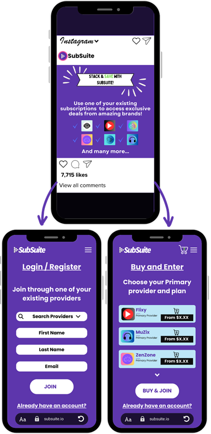 Subscriber access to marketplace from SubSuite